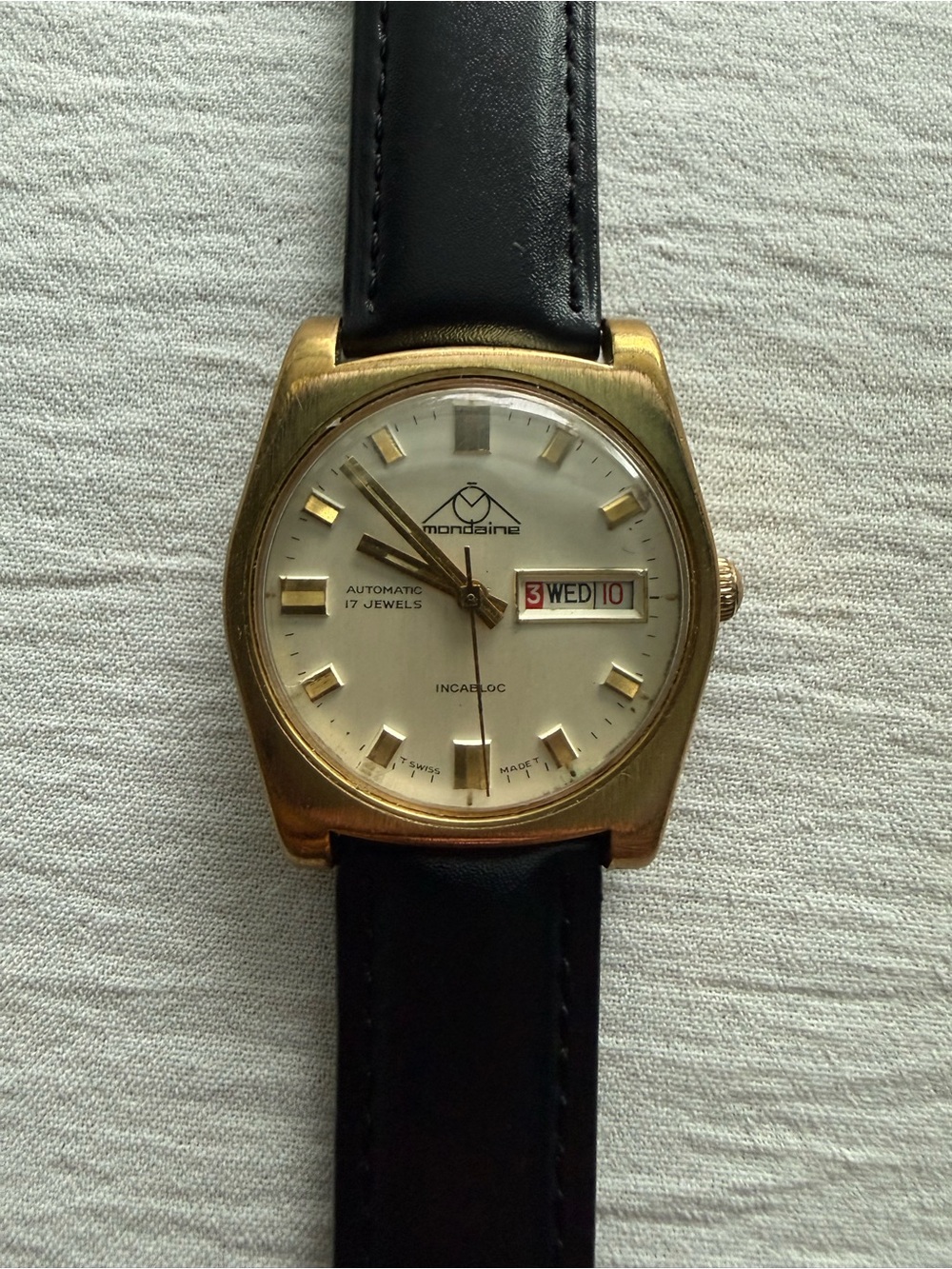 Vintage 1960s Mondaine Automatic Incabloc 17J 36mm Swiss Watch